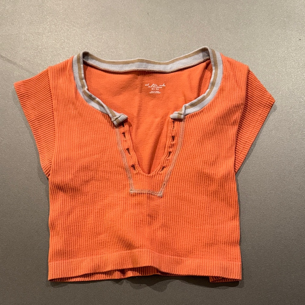 Urban Outfitters Orange Top with Gray Trim